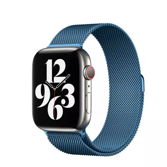 NEW BAND BLUE Milanese Stainless For Apple Watch - Picture 1 of 5